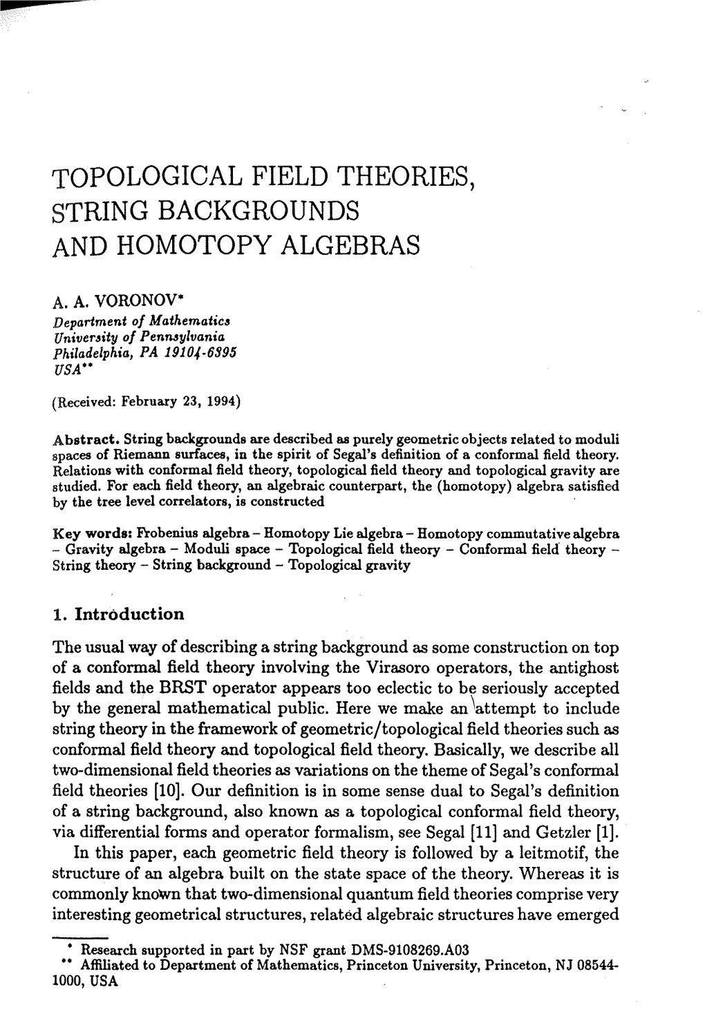 Topological Field Theories, String Backgrounds and Homotopy Algebras