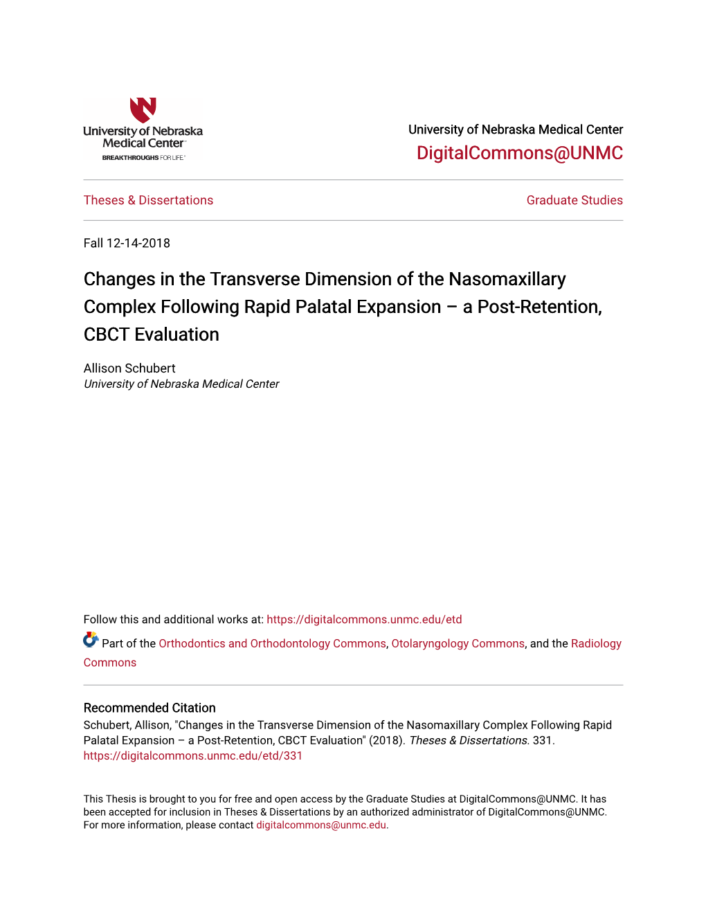 Changes in the Transverse Dimension of the Nasomaxillary Complex Following Rapid Palatal Expansion – a Post-Retention, CBCT Evaluation