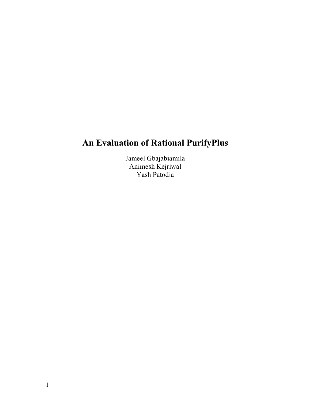 An Evaluation of Rational Purifyplus