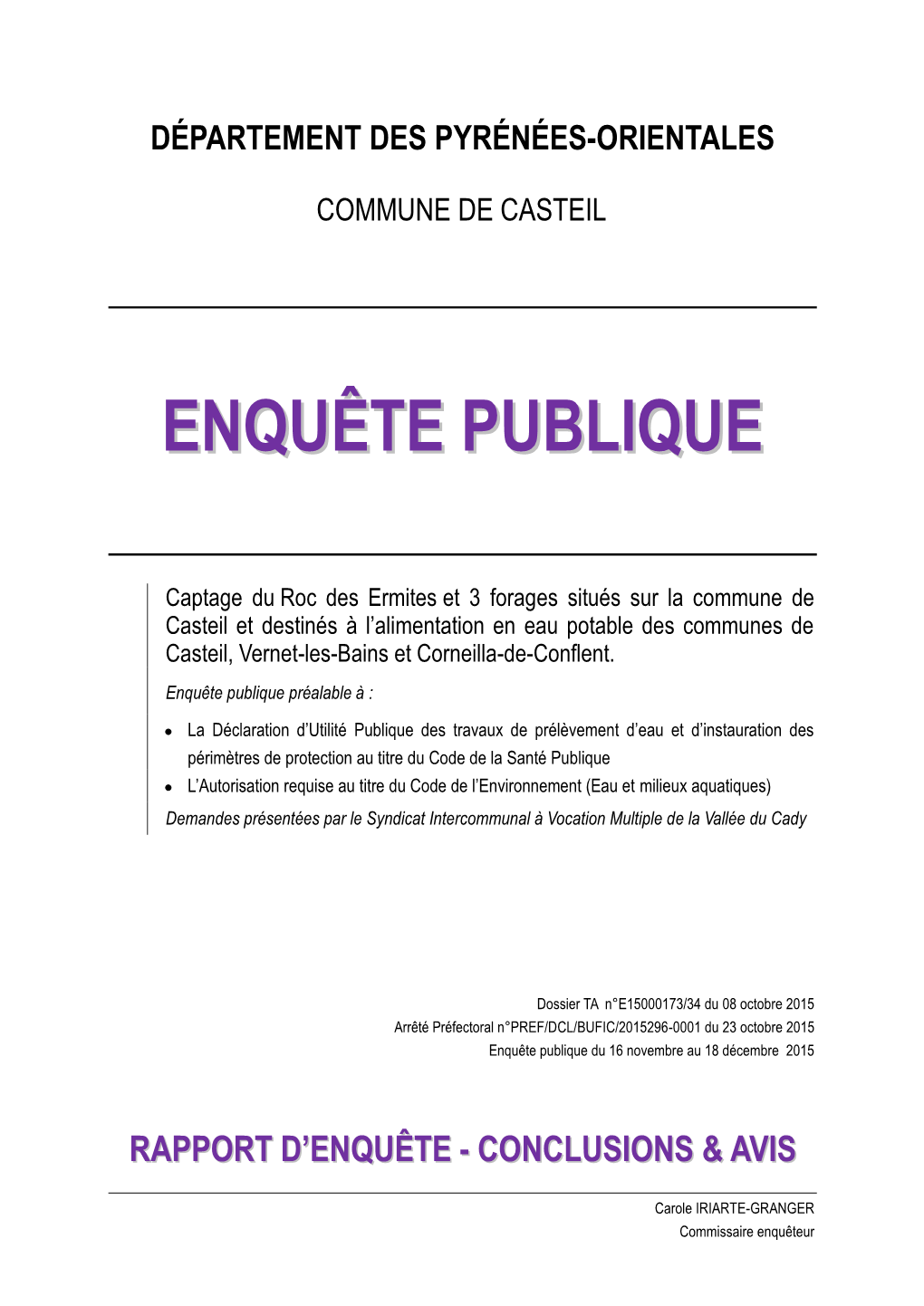 Enquête Publique Préalable À