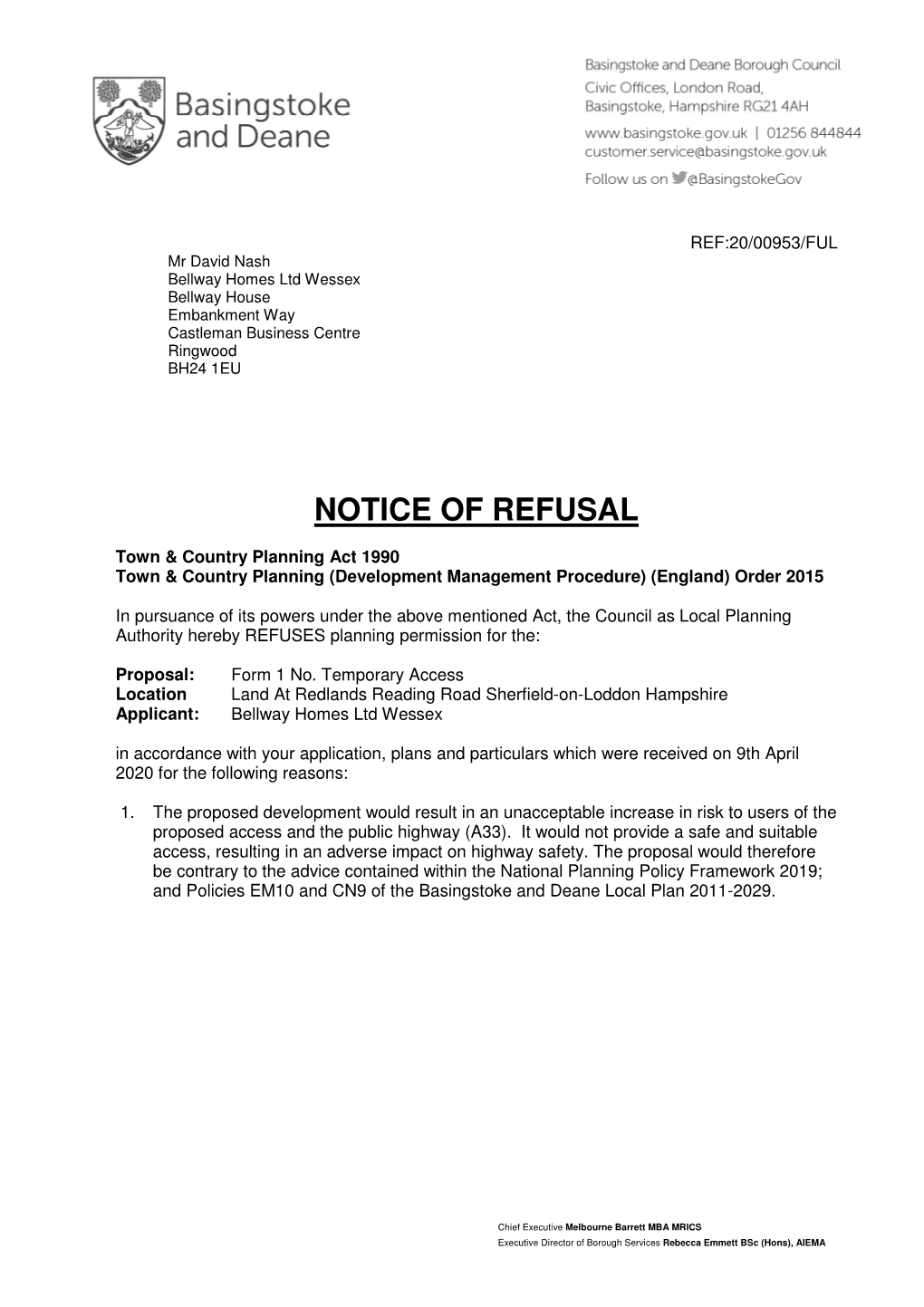 Notice of Refusal