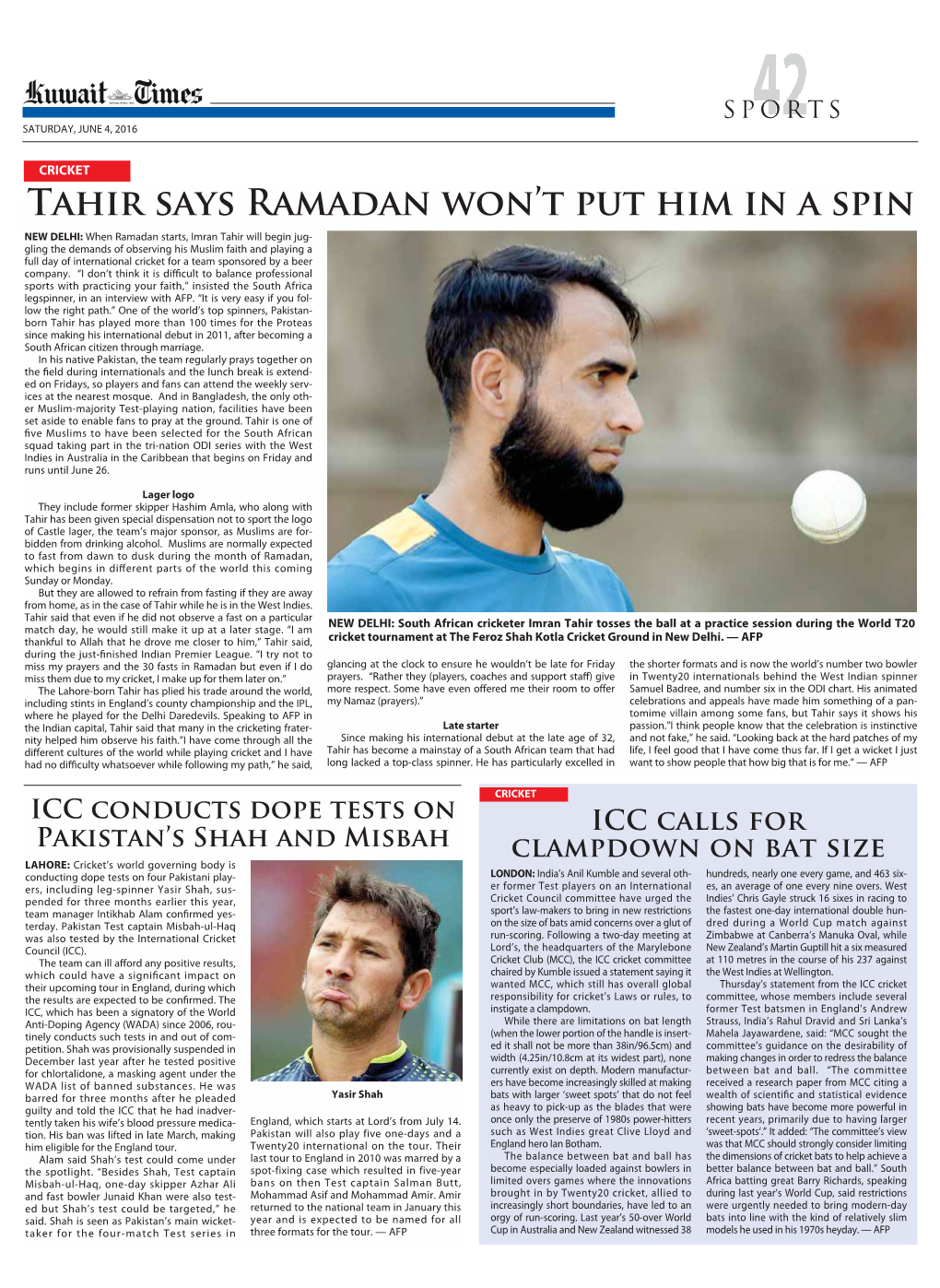 Tahir Says Ramadan Won't Put Him in a Spin