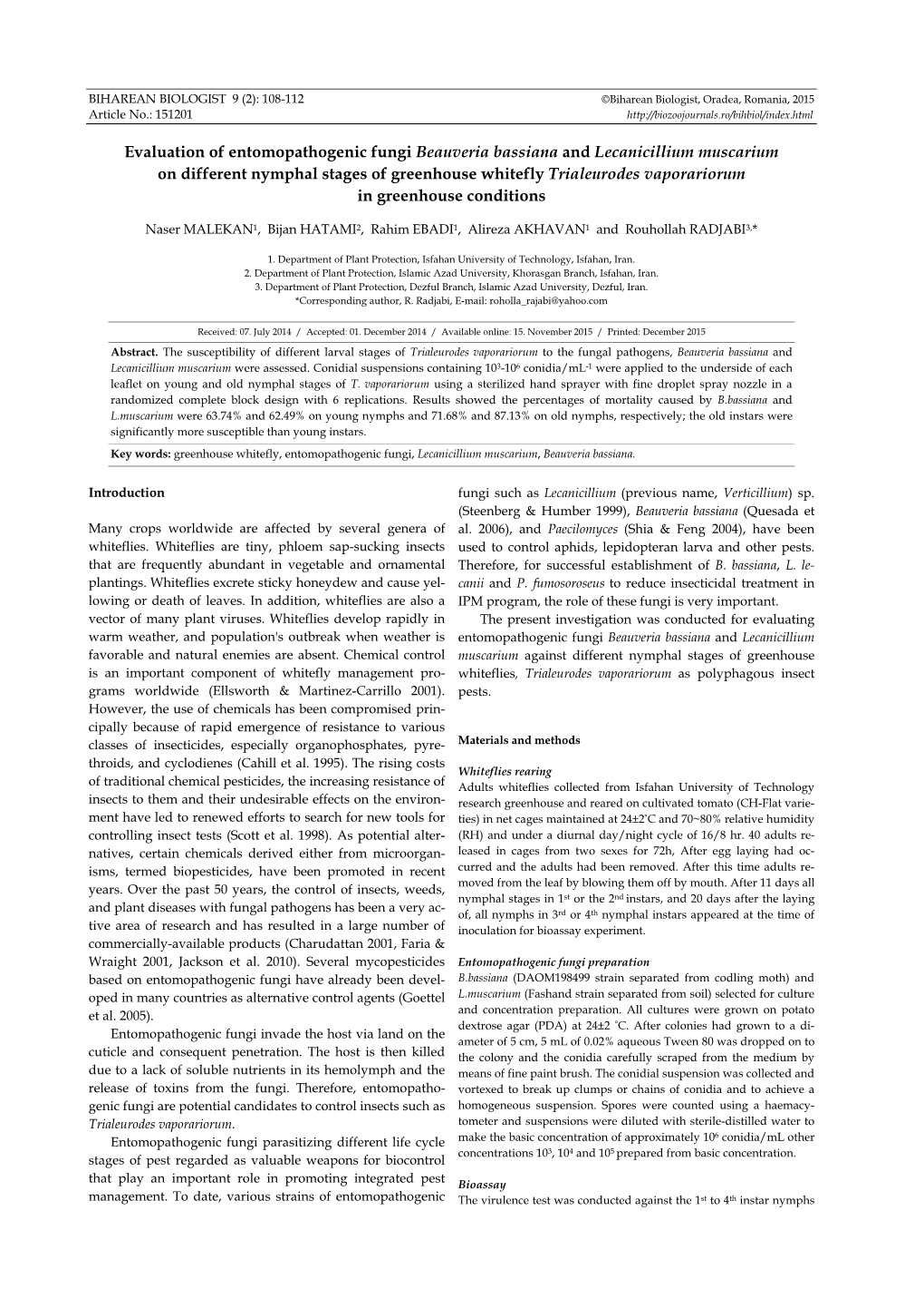 Evaluation of Entomopathogenic Fungi Beauveria Bassiana And