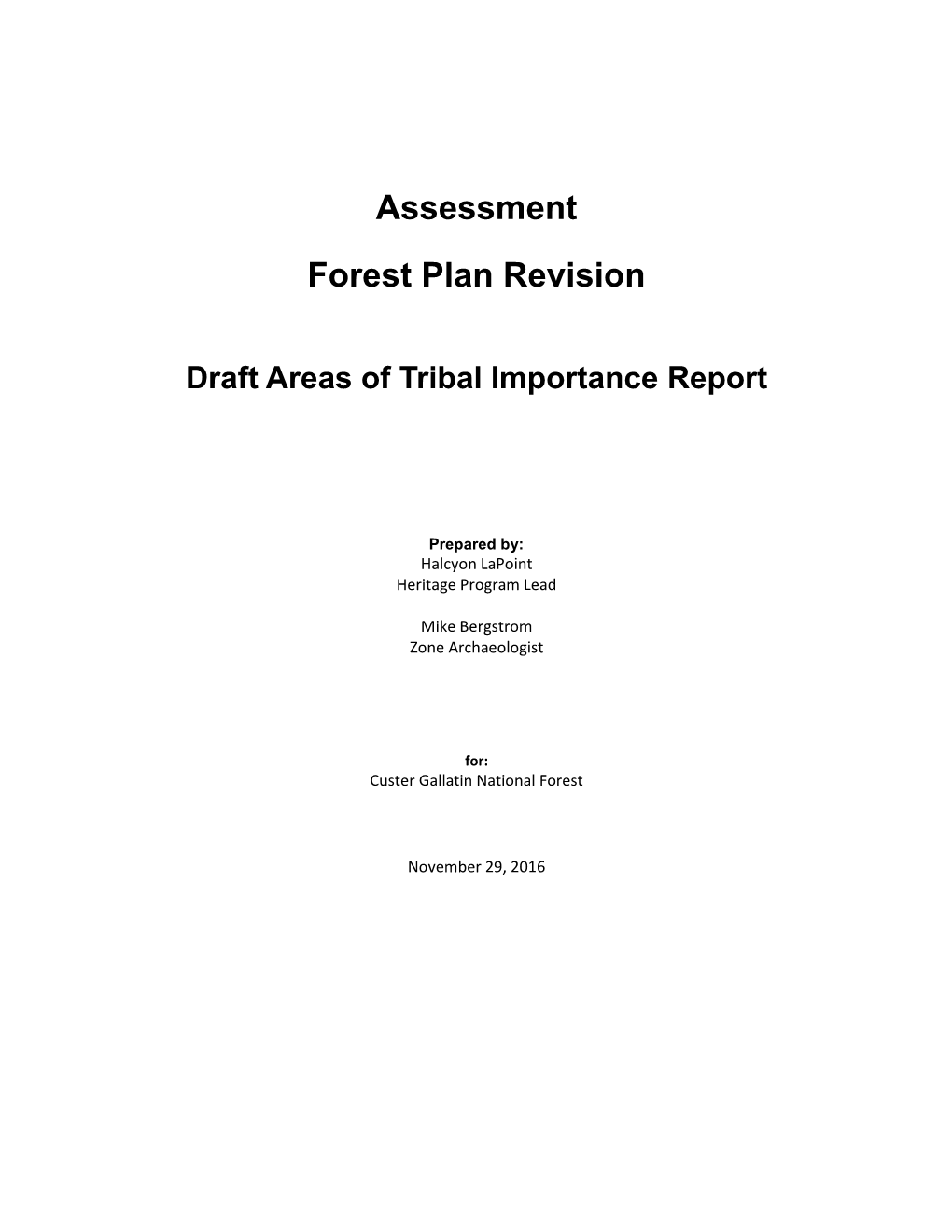 Areas of Tribal Importance Report