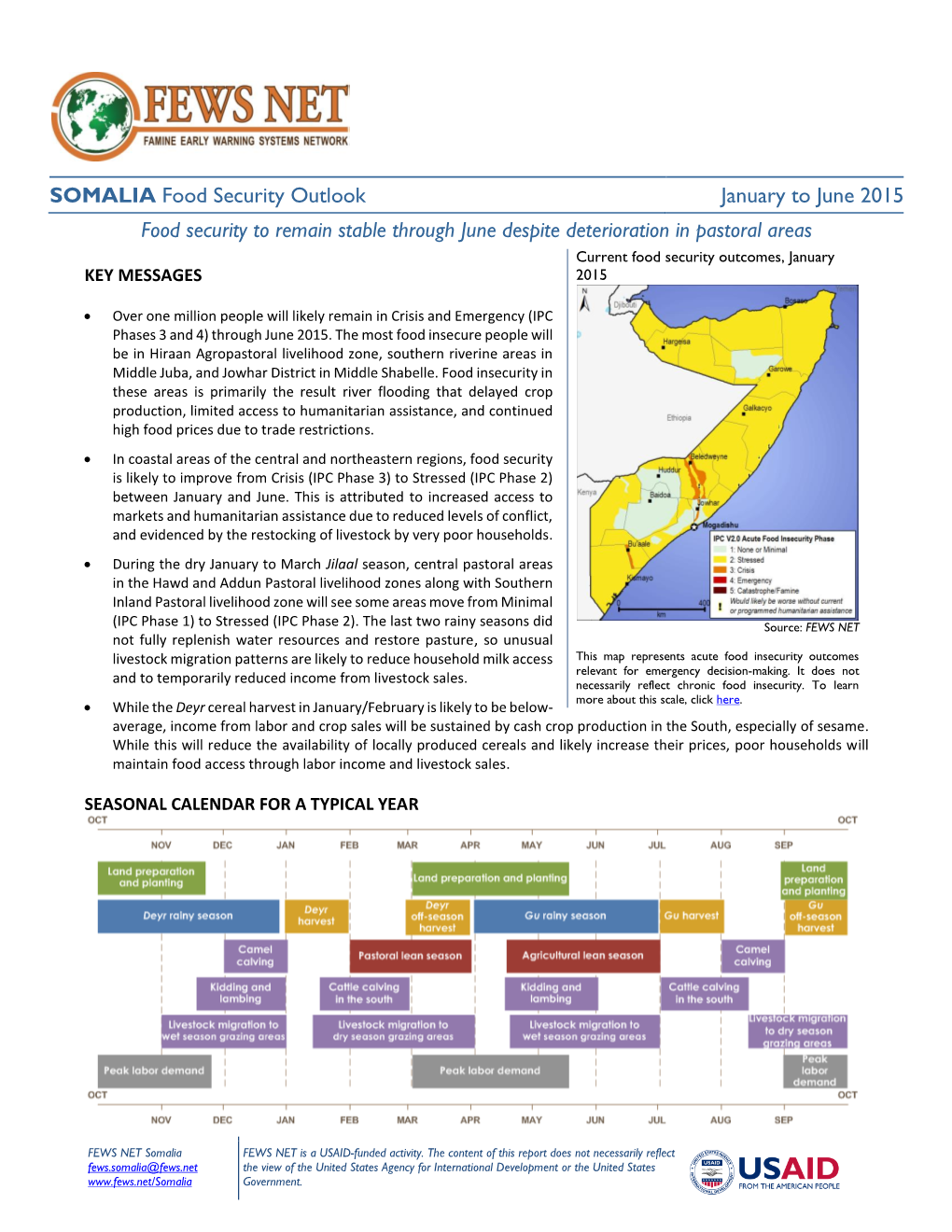 Somalia Food Security Outlook, January to June 2015