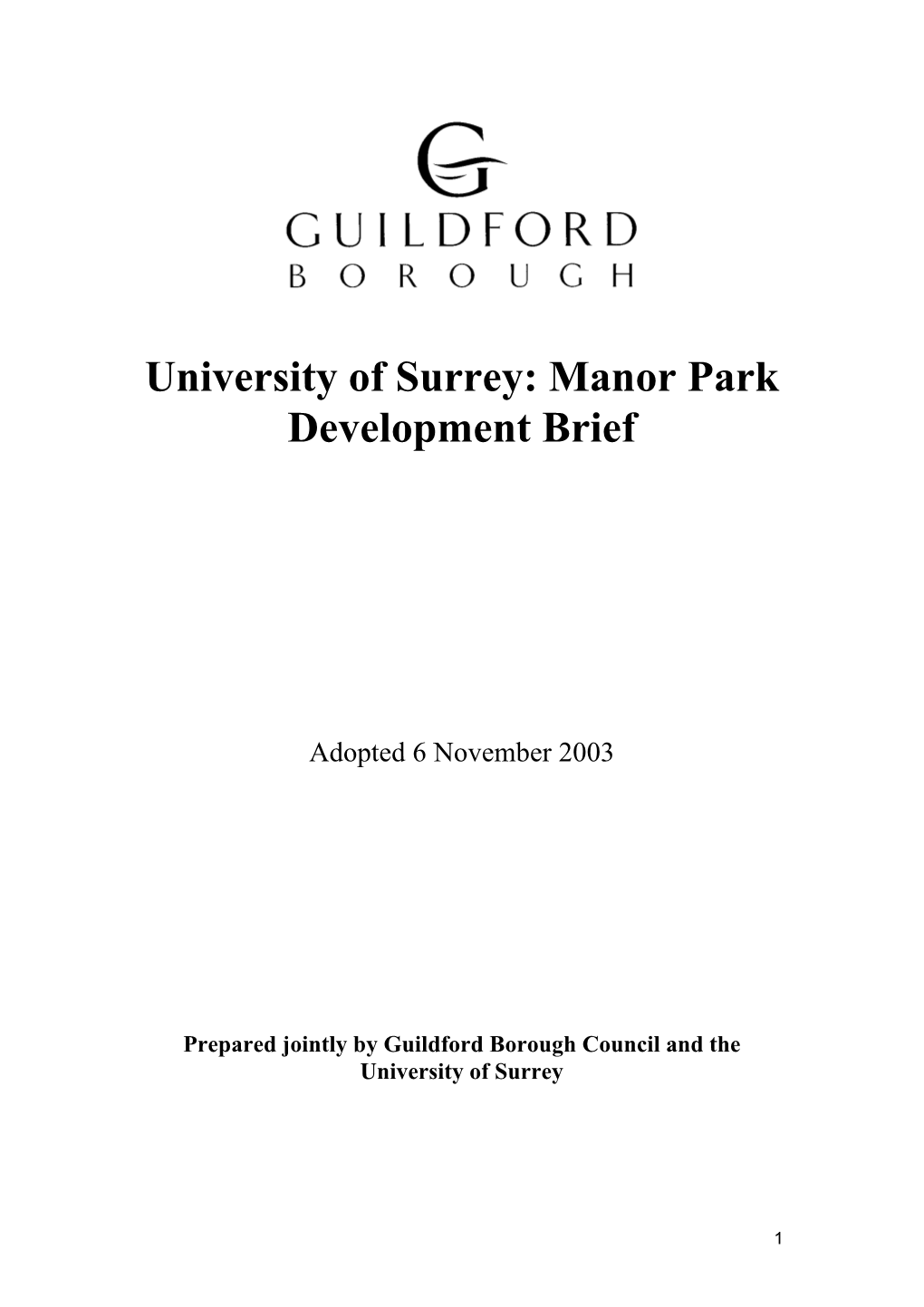 University of Surrey: Manor Park Development Brief