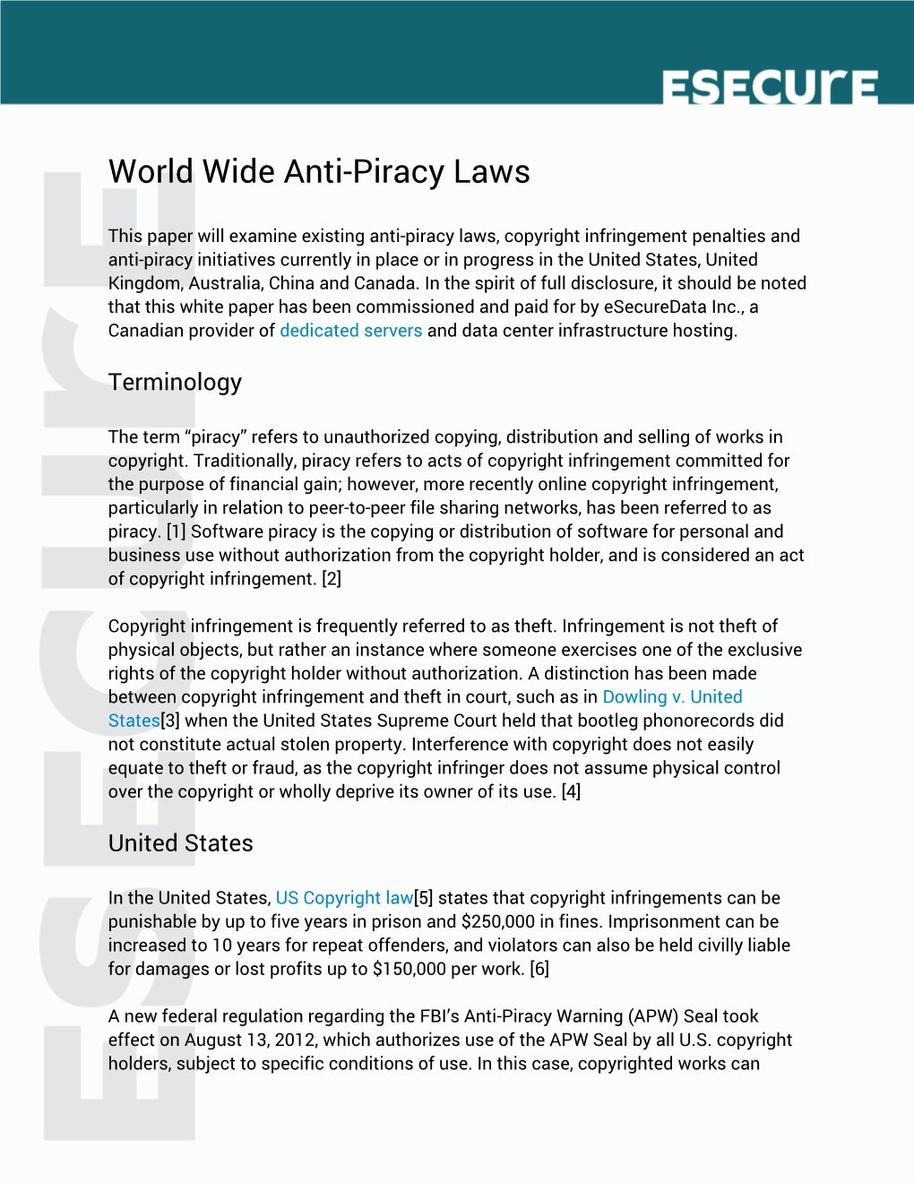 World Wide Anti Piracy Laws and Intiatives