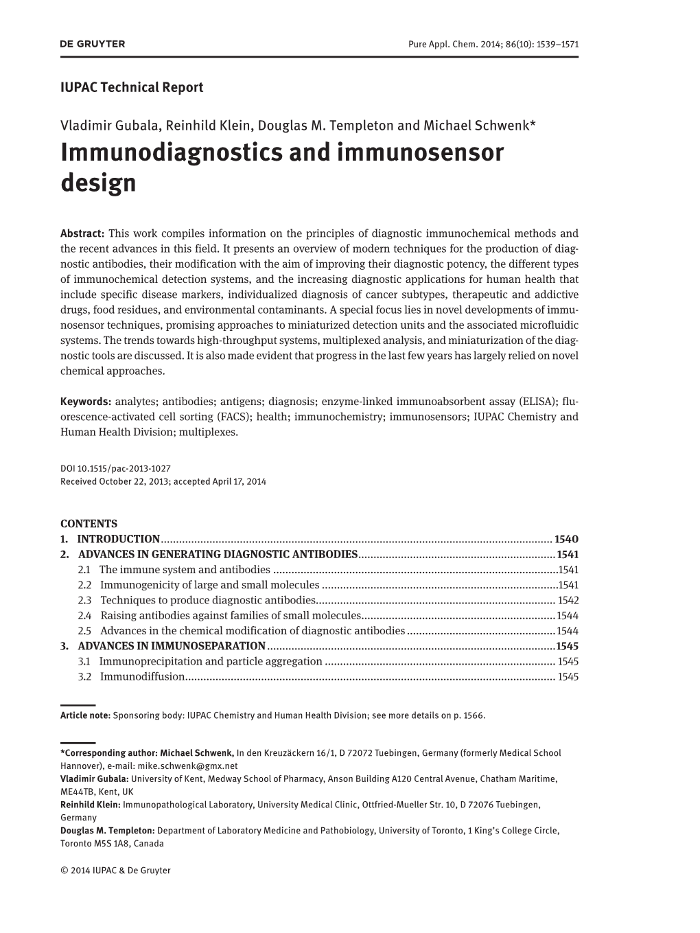 Immunodiagnostics and Immunosensor Design