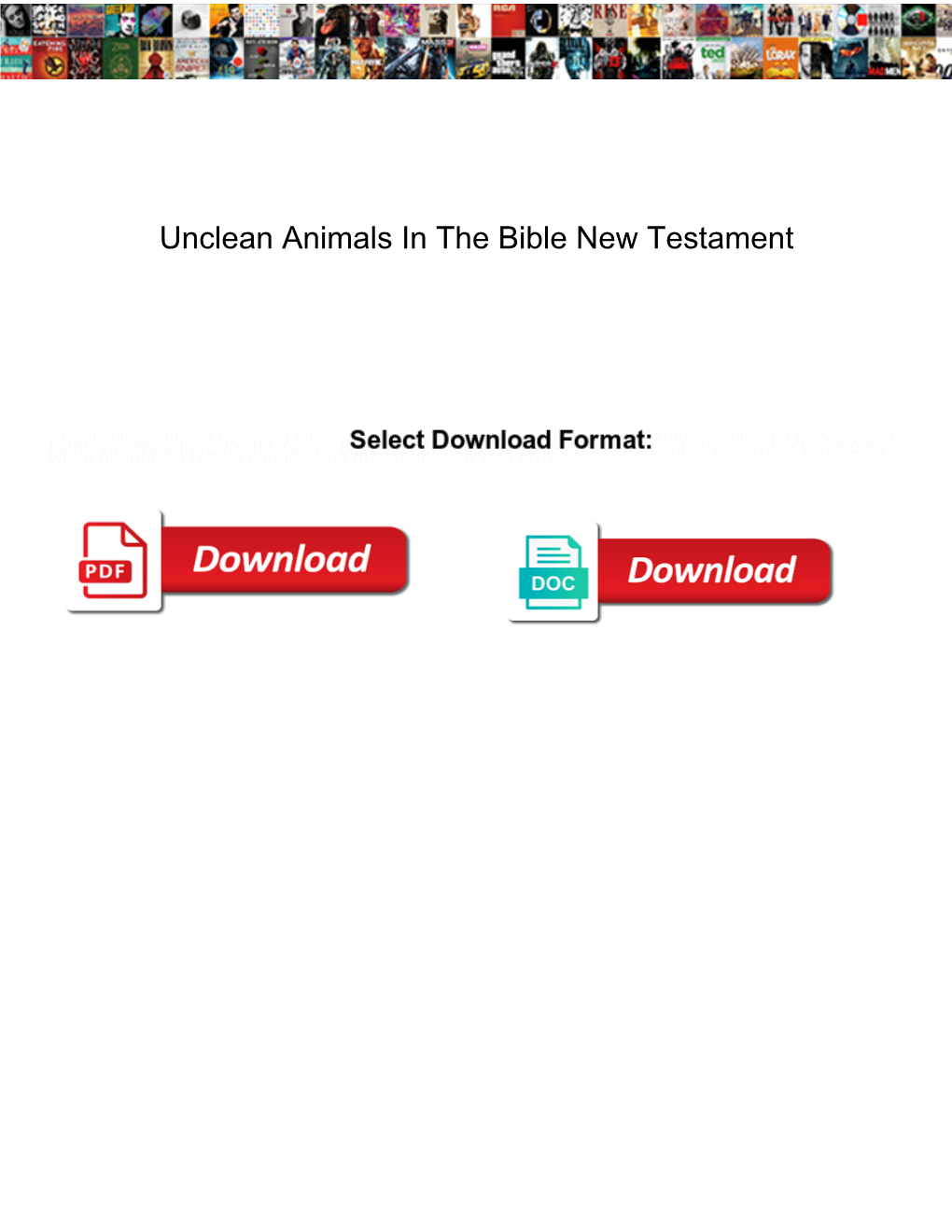 Unclean Animals in the Bible New Testament