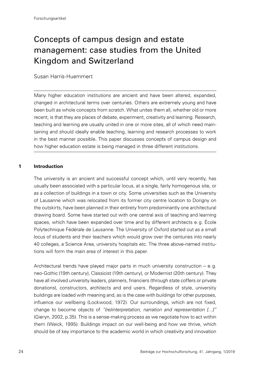 Beiträge Zur Hochschulforschung 1/2019