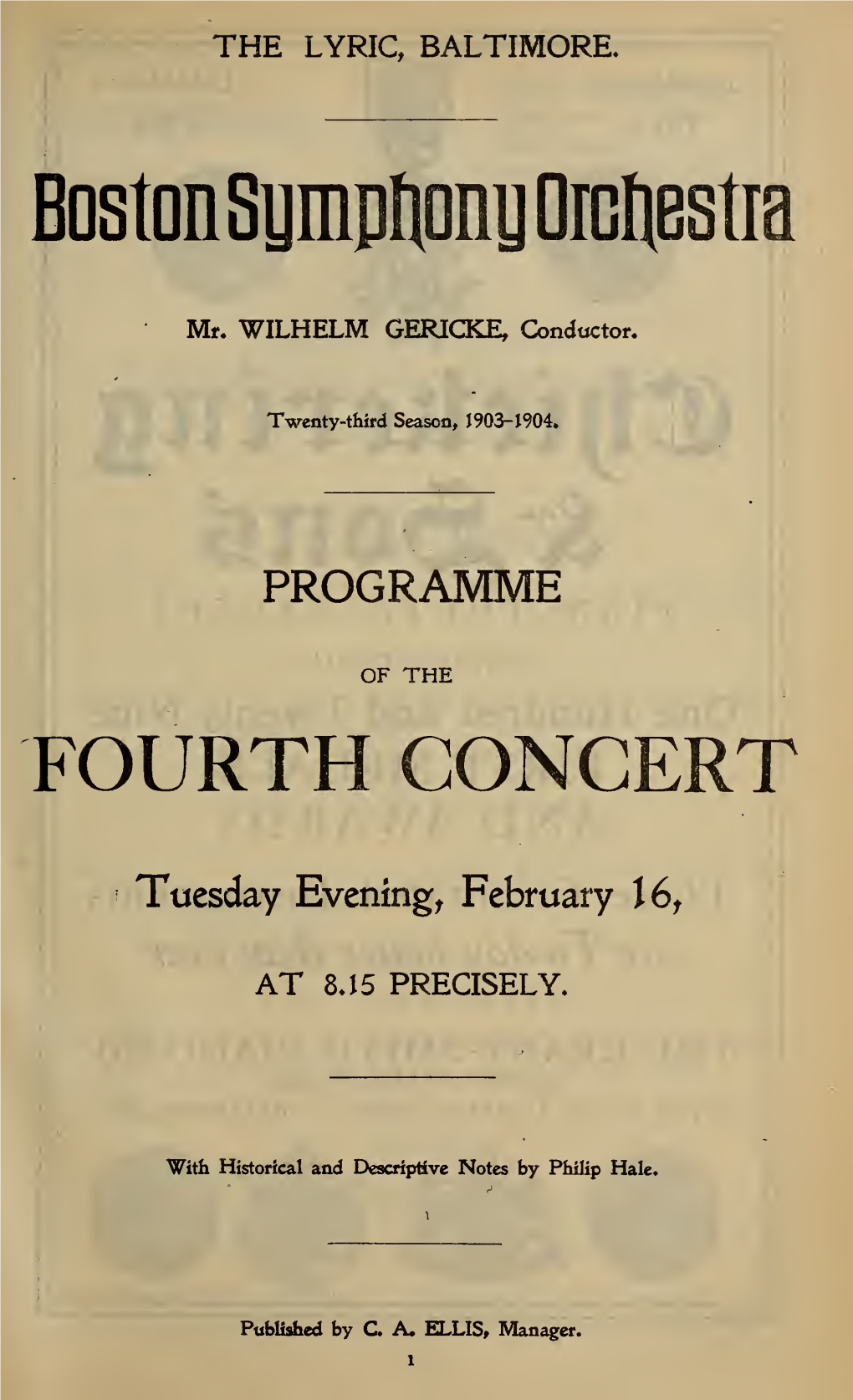 Boston Symphony Orchestra Concert Programs, Season 23,1903