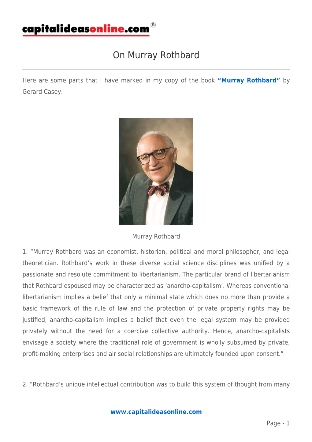 On Murray Rothbard