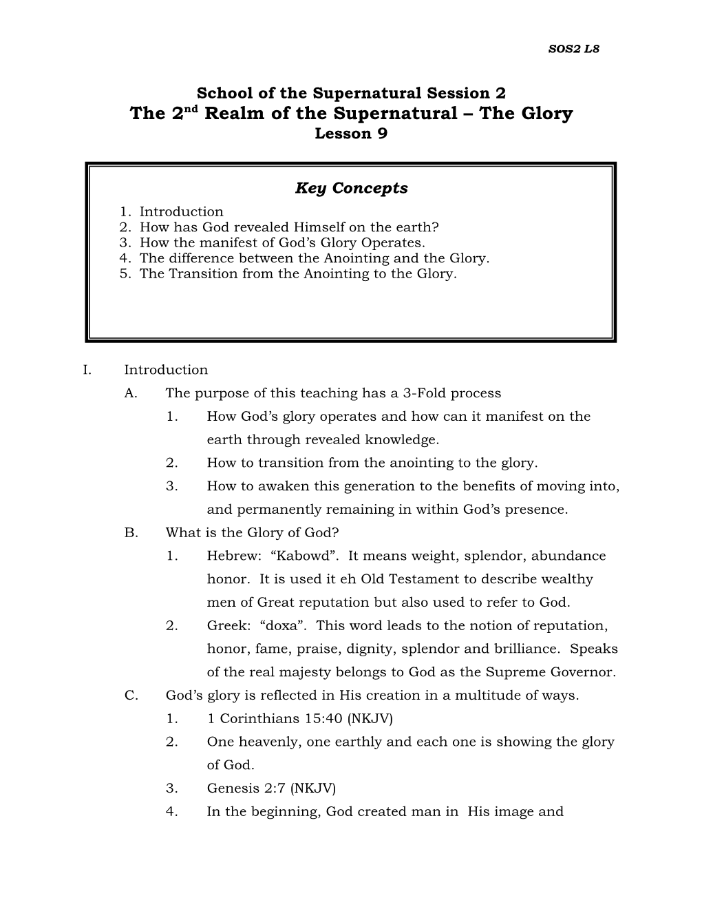 The 2Nd Realm of the Supernatural – the Glory Lesson 9