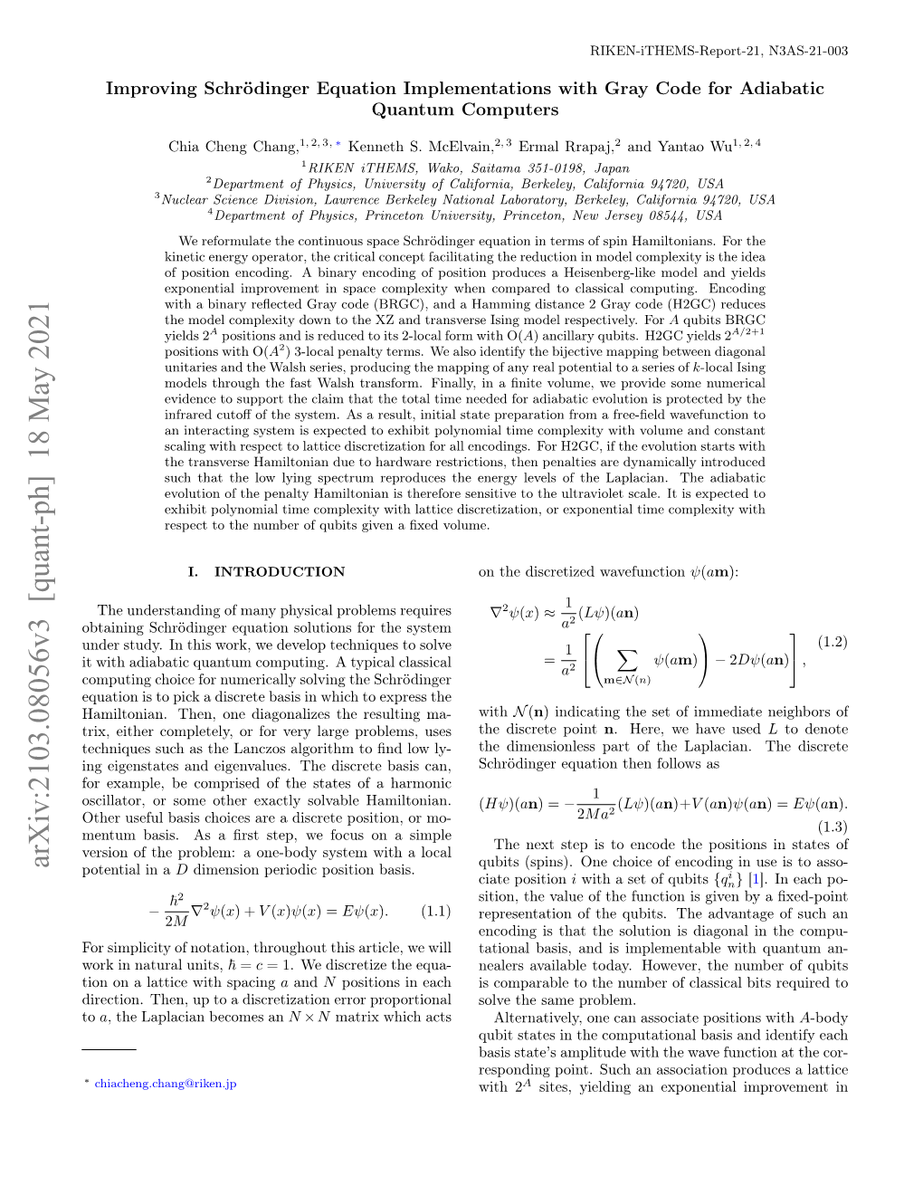 Arxiv:2103.08056V3 [Quant-Ph] 18 May 2021 Qubits (Spins)