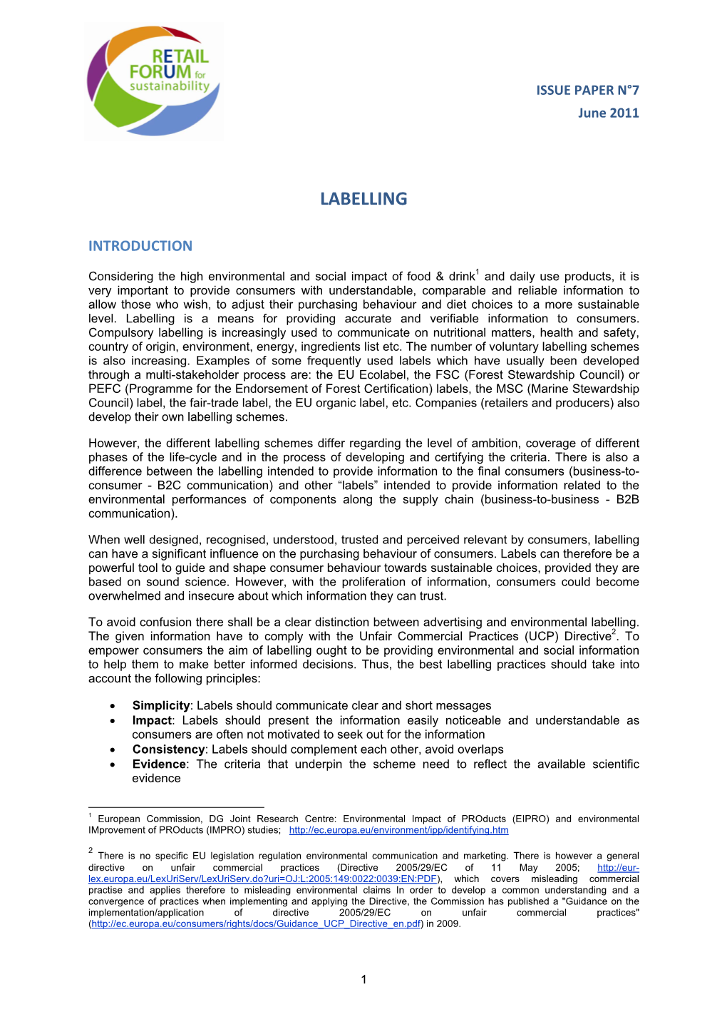 Issue Paper 7: Labelling