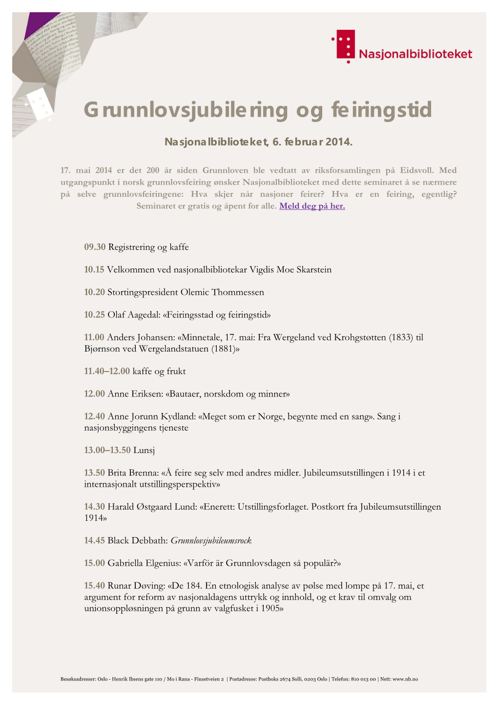 Grunnlovsjubilering Og Feiringstid