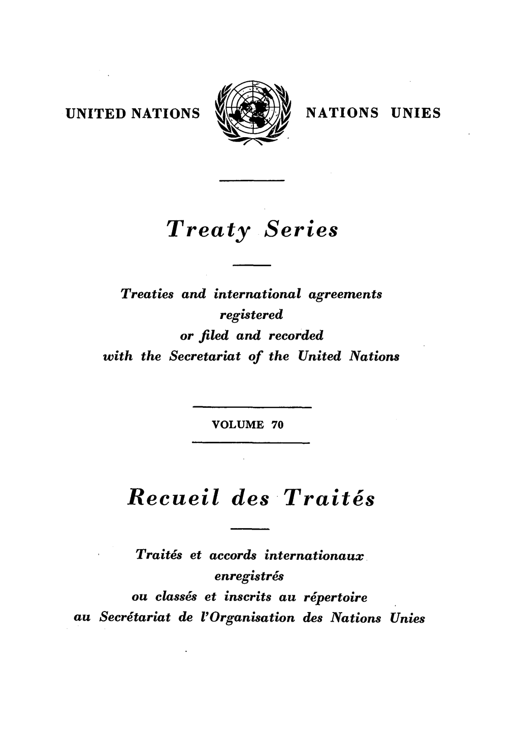 Treaty Series Recueil Des Traites