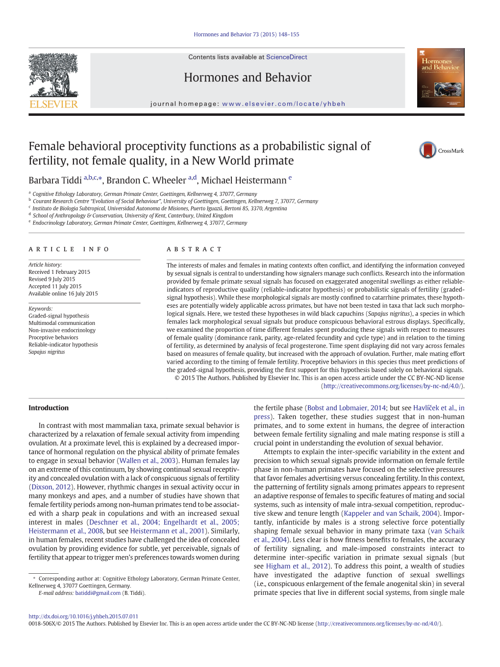 Female Behavioral Proceptivity Functions As a Probabilistic Signal of Fertility, Not Female Quality, in a New World Primate