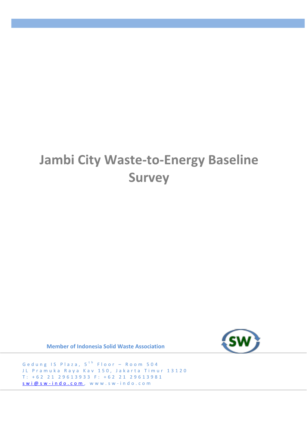 Jambi City Waste-To-Energy Baseline Survey