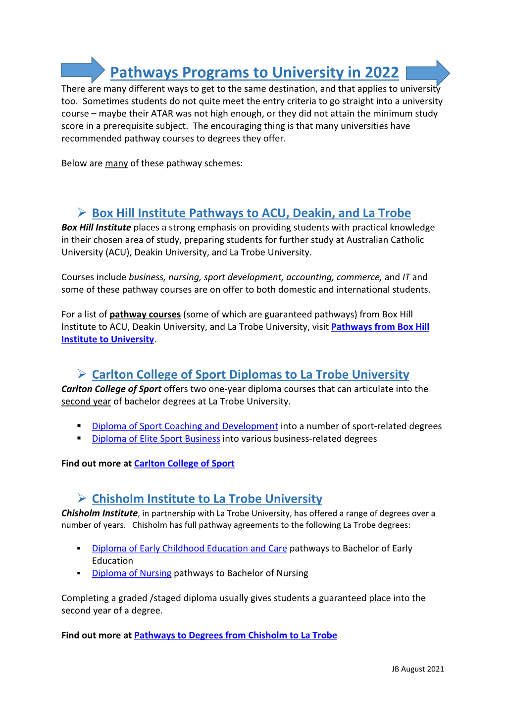 Pathways Programs to University in 2022 There Are Many Different Ways to Get to the Same Destination, and That Applies to University Too