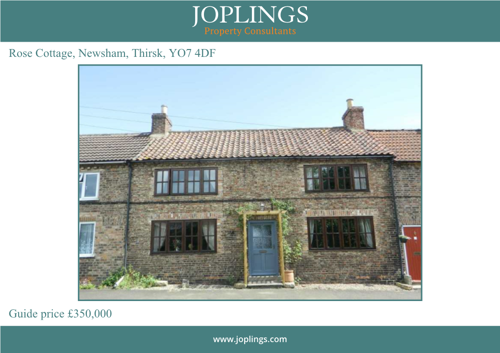 Rose Cottage, Newsham, Thirsk, YO7 4DF Guide Price £350,000