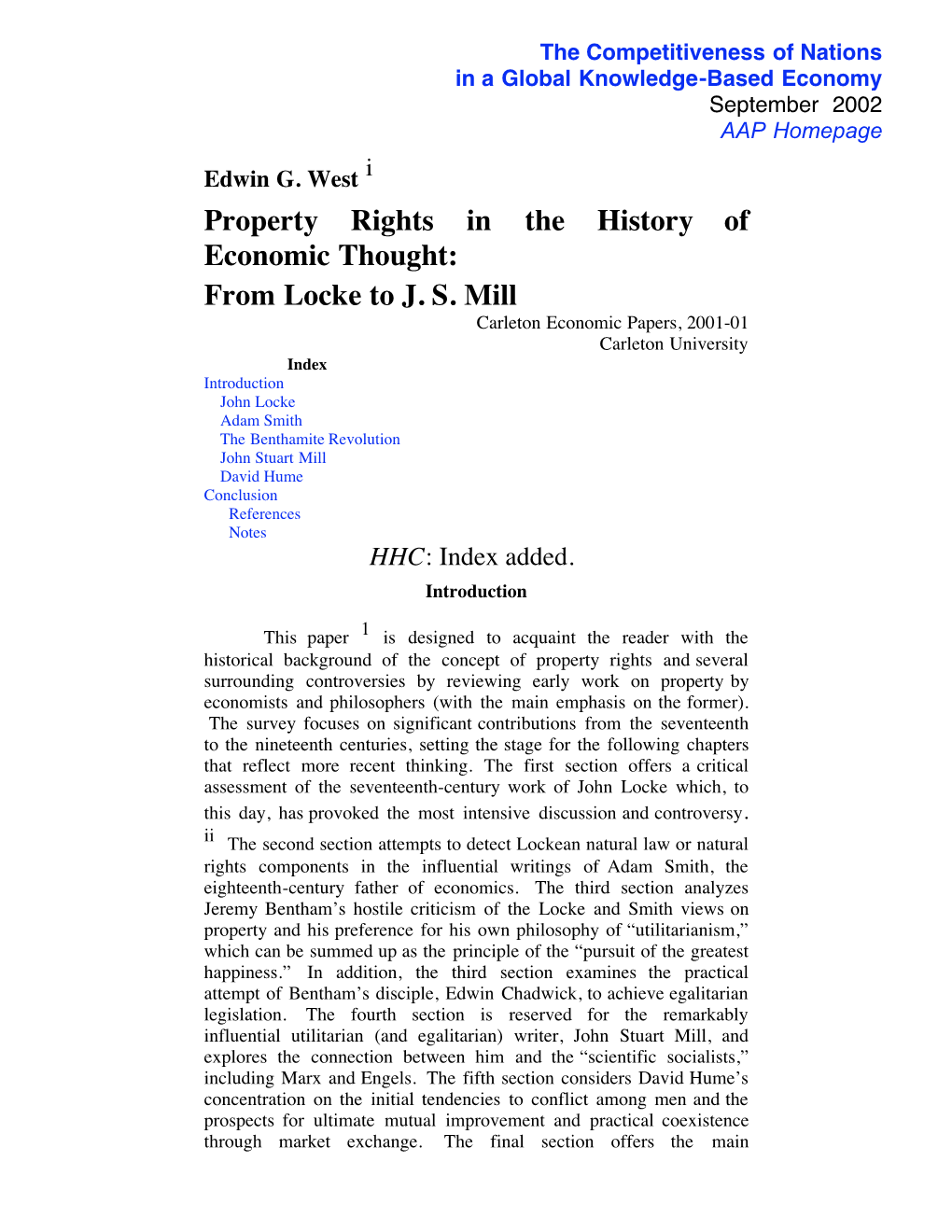 Property Rights in the History of Economic Thought: from Locke to J