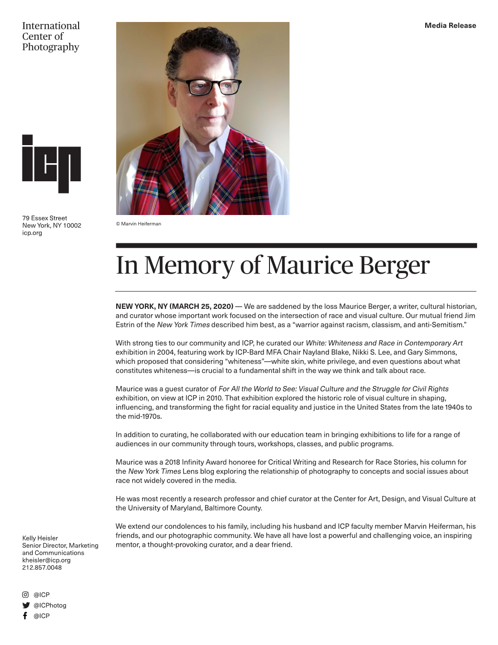 In Memory of Maurice Berger