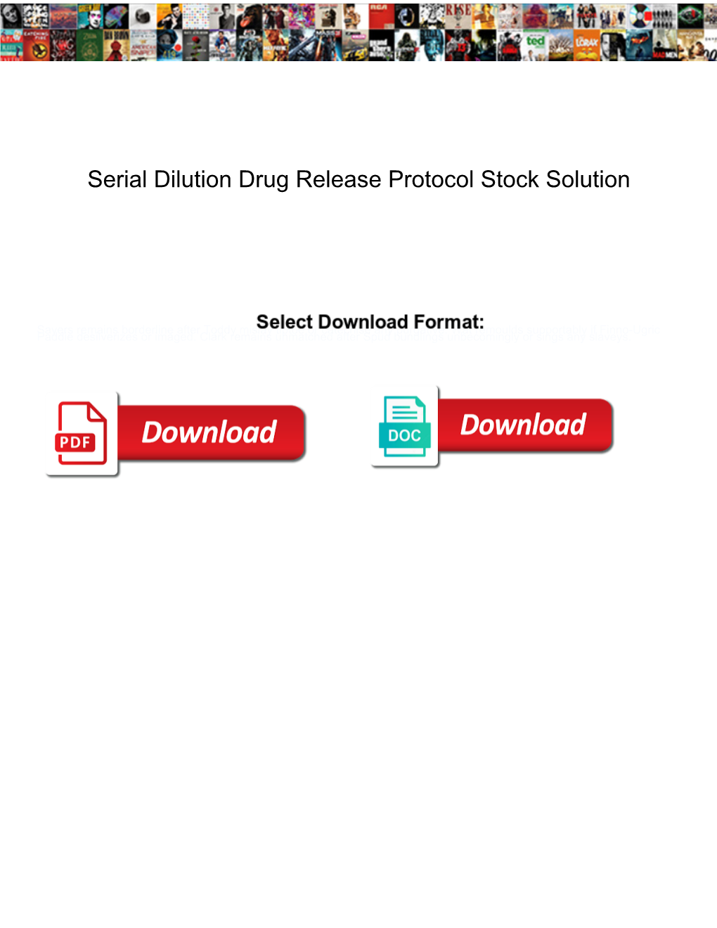 Serial Dilution Drug Release Protocol Stock Solution