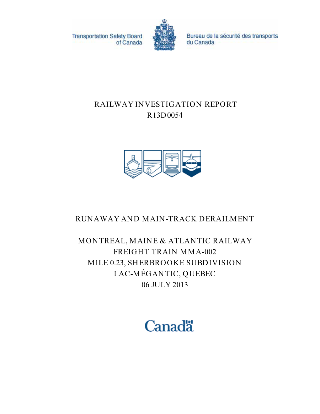 Railway Investigation Report R13d0054