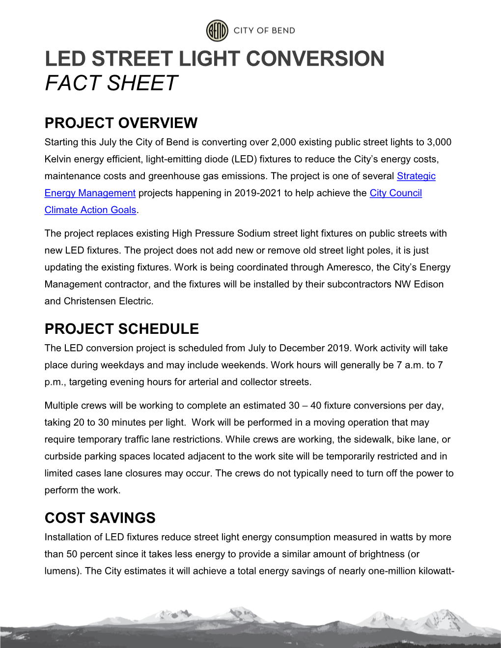 Led Street Light Conversion Fact Sheet