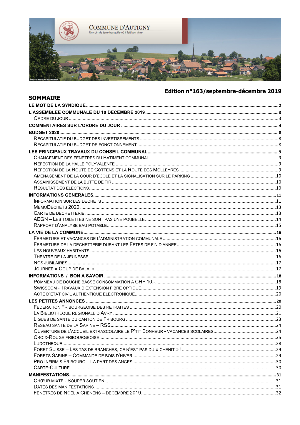 Edition N°163/Septembre-Décembre 2019 SOMMAIRE LE MOT DE LA SYNDIQUE