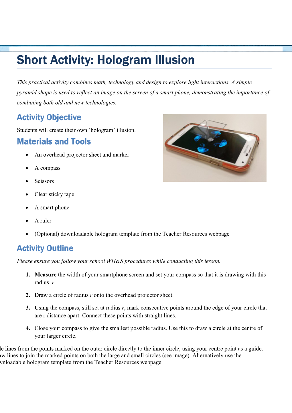 Short Activity: Hologram Illusion