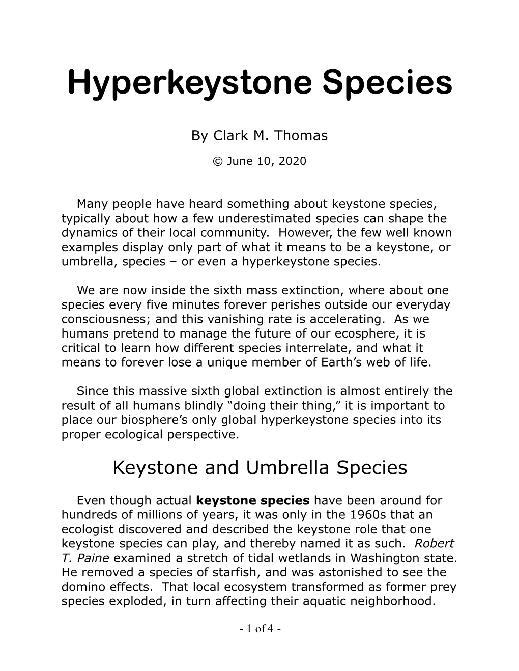 Hyperkeystone Species