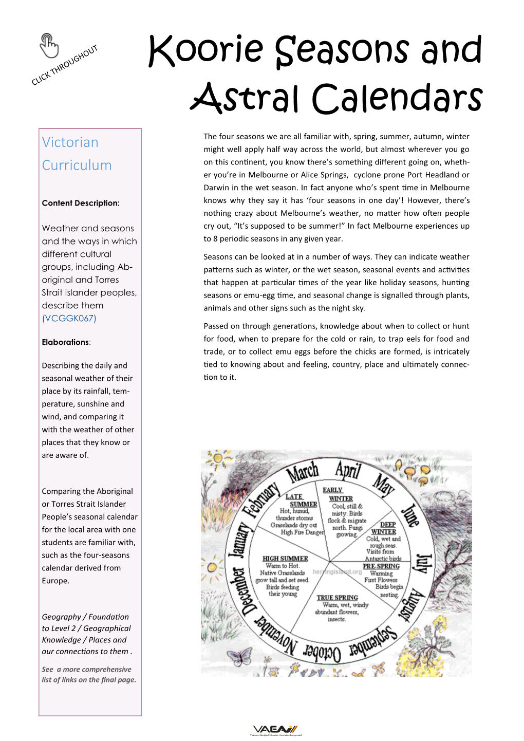 Koorie Seasons and Astral Calendars