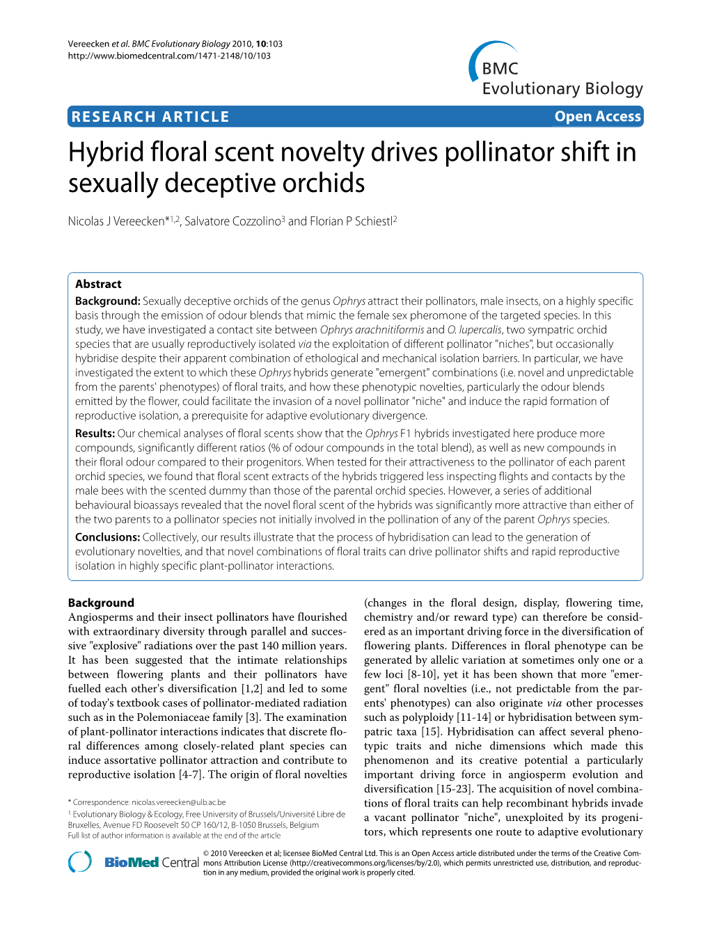 Hybrid Floral Scent Novelty Drives Pollinator Shift in Sexually Deceptive