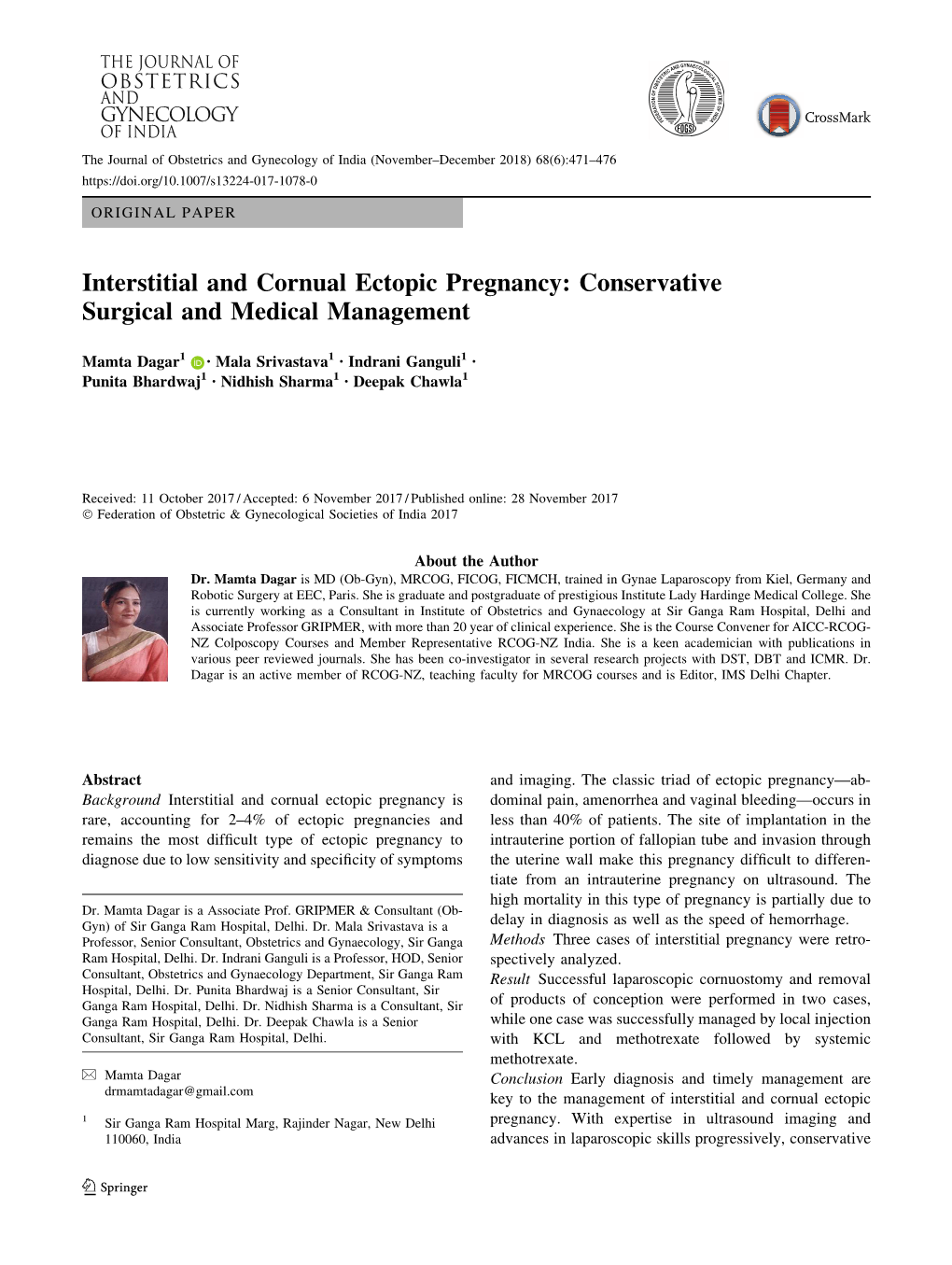 Interstitial and Cornual Ectopic Pregnancy: Conservative Surgical and Medical Management