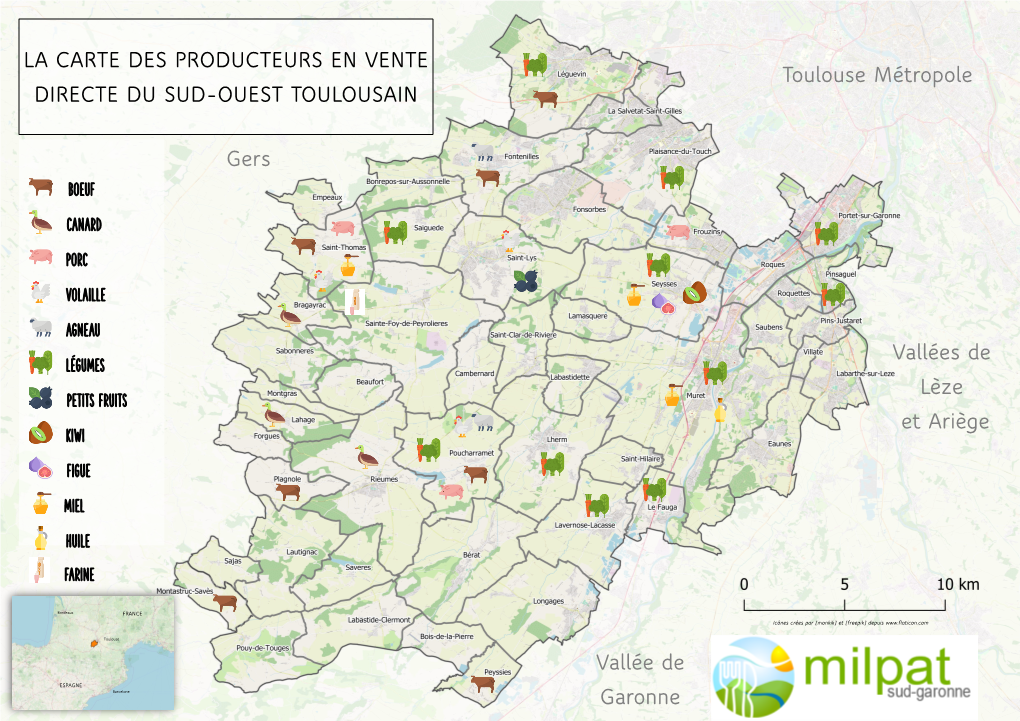 La Carte Des Producteurs En Vente Directe Du Sud-Ouest Toulousain