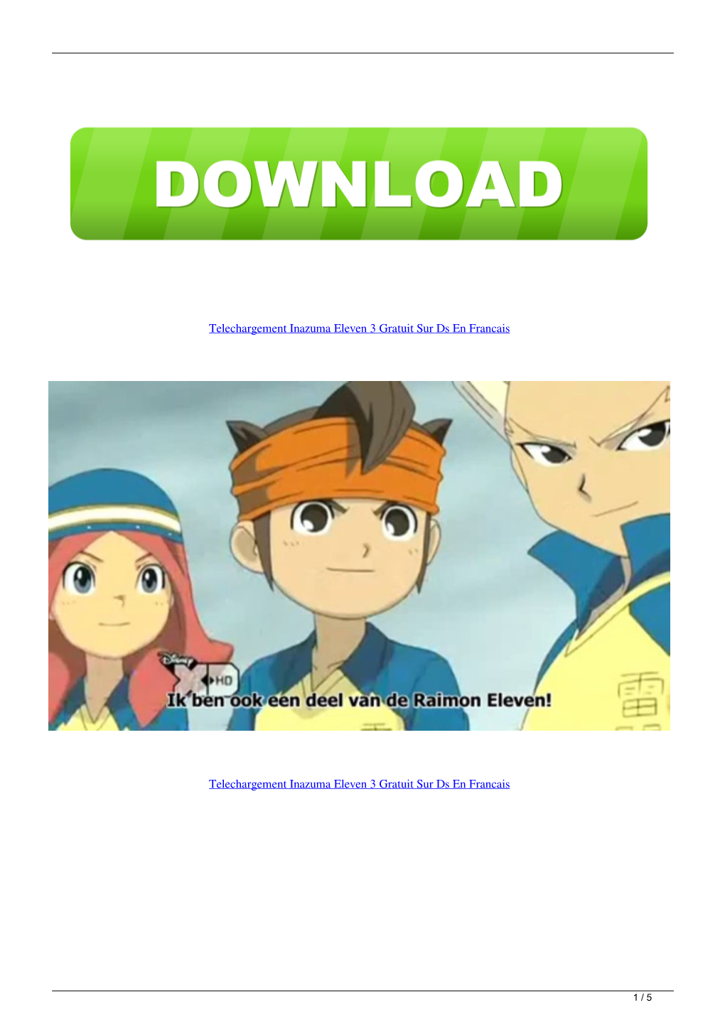 Telechargement Inazuma Eleven 3 Gratuit Sur Ds En Francais