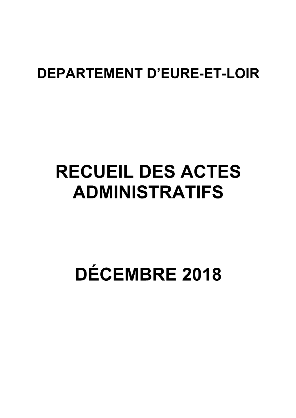 Recueil Des Actes Administratifs Décembre 2018