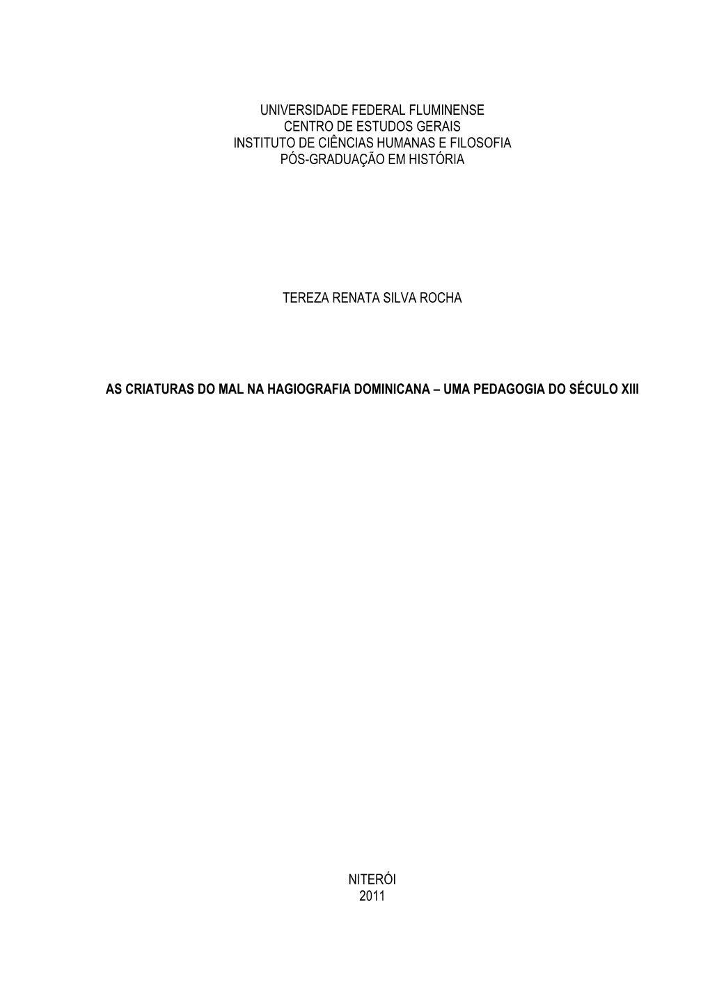 As Criaturas Do Mal Na Hagiografia Dominicana – Uma Pedagogia Do Século Xiii