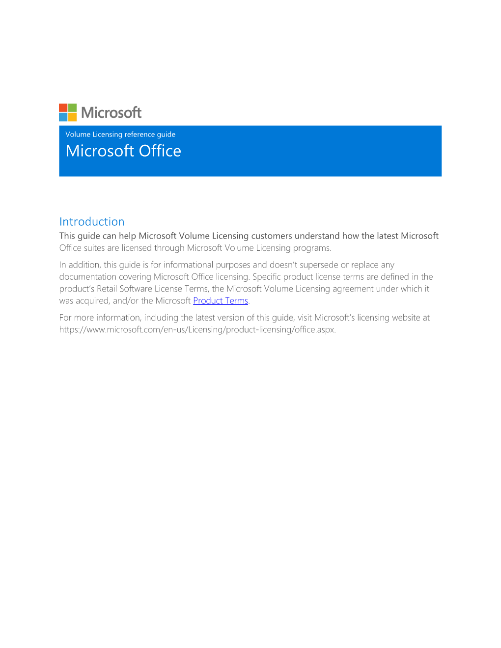 Volume Licensing Reference Guide for Office 2019
