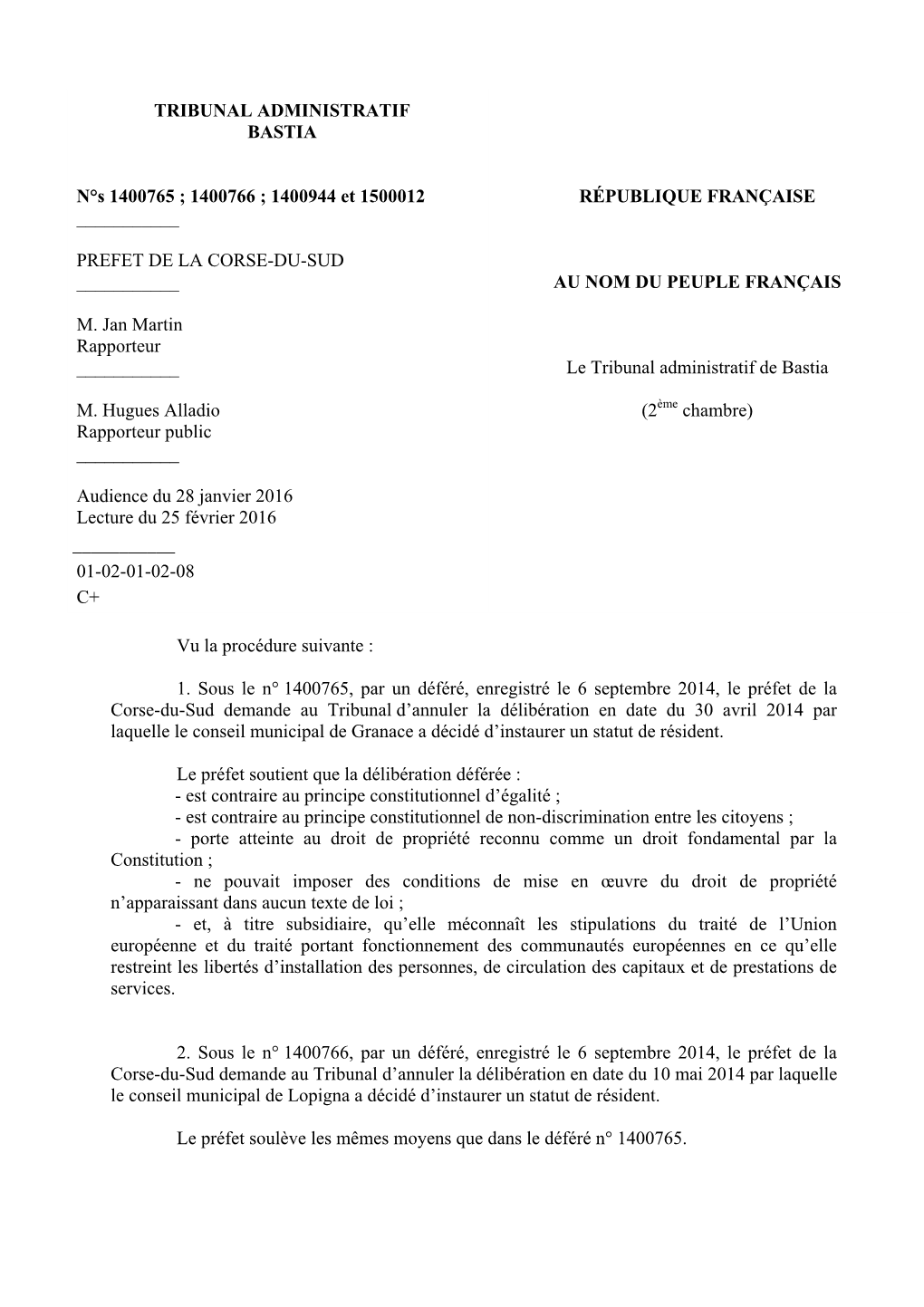 Tribunal Administratif De Bastia