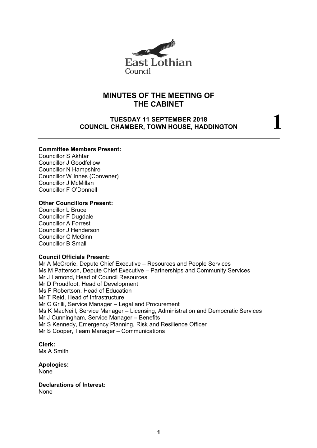 Minutes of the Meeting of the Cabinet