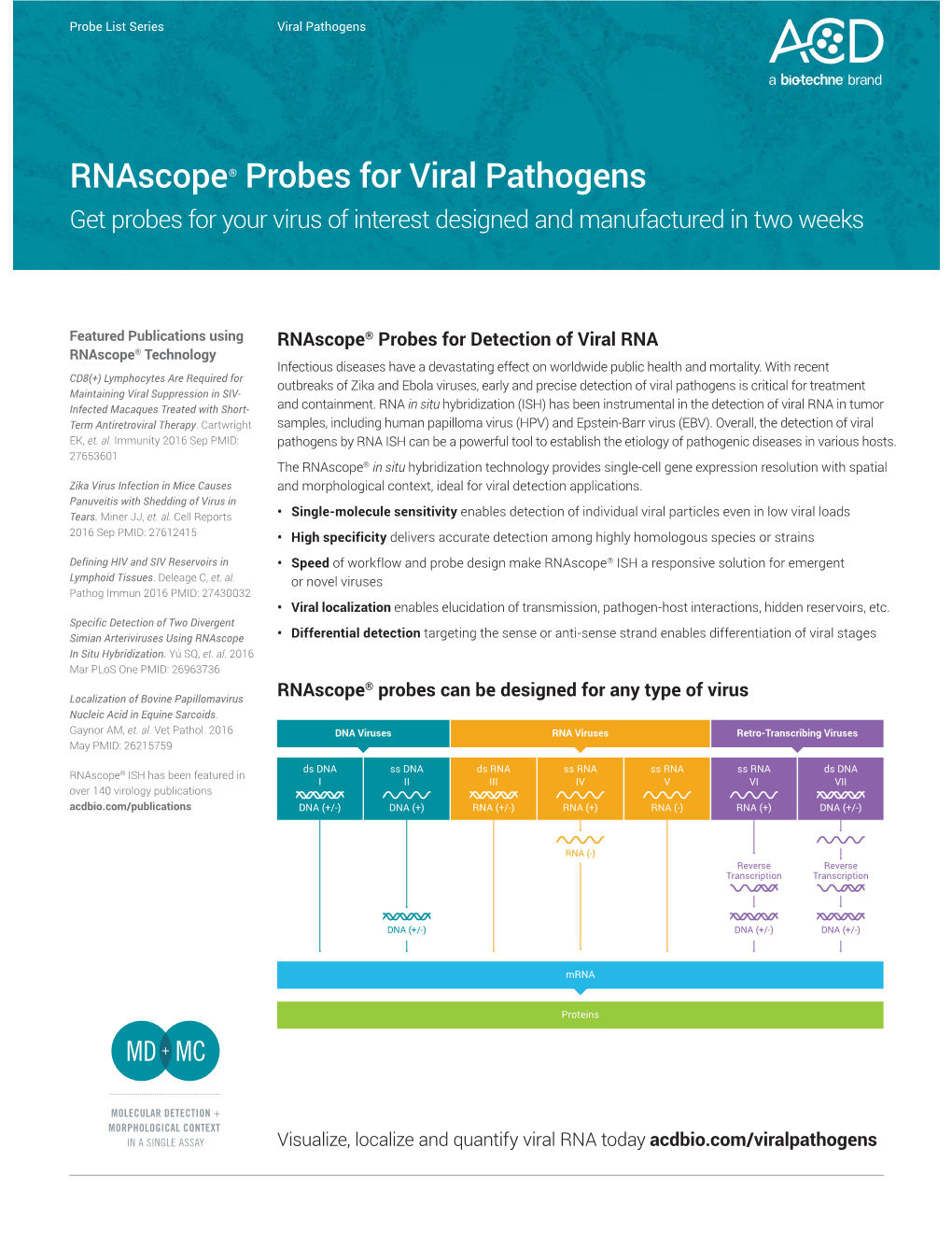 Rnascope® Probes for Viral Pathogens Get Probes for Your Virus of Interest Designed and Manufactured in Two Weeks