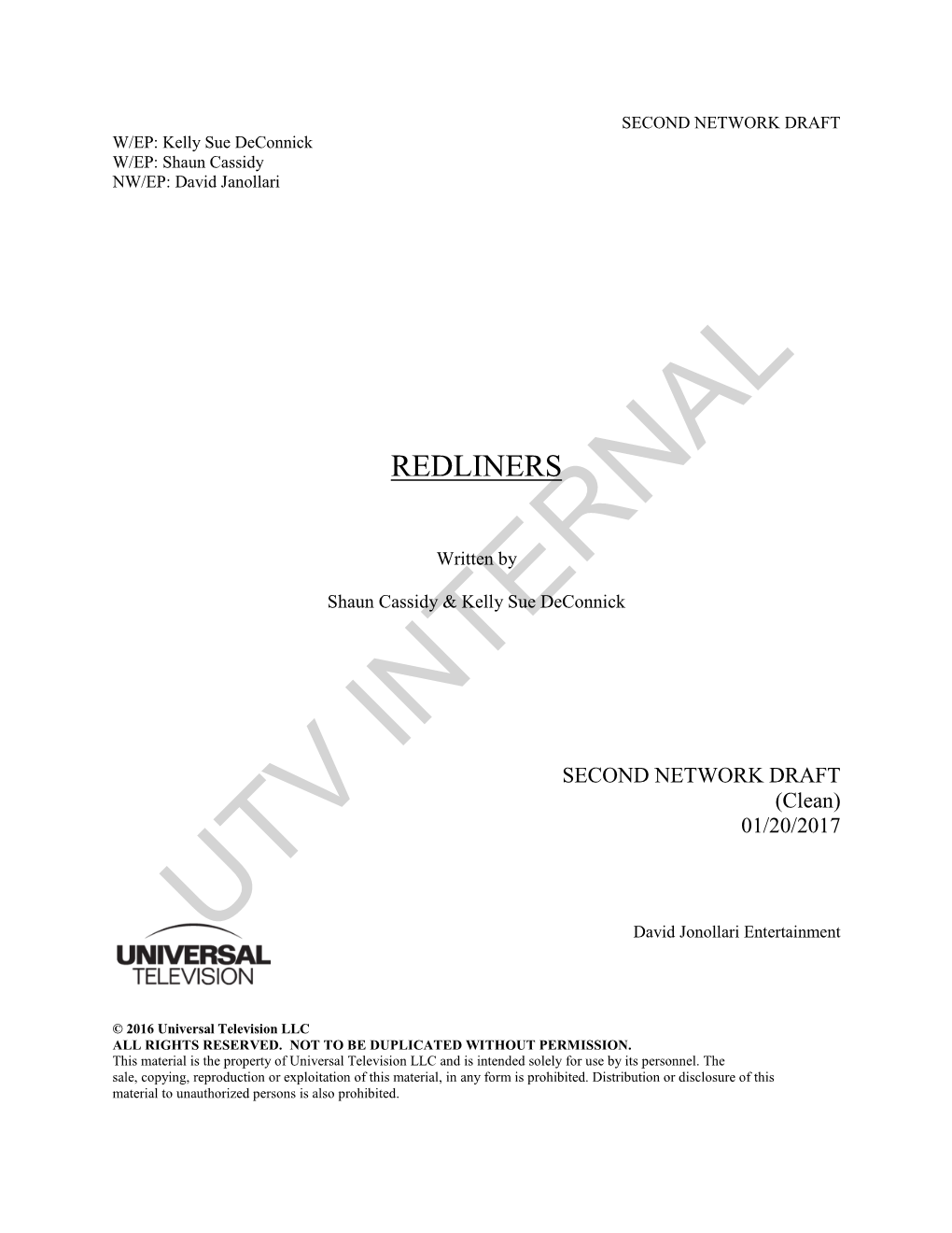 REDLINERS Pilot Script