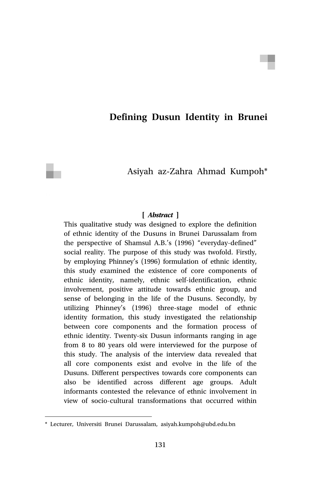 Defining Dusun Identity in Brunei