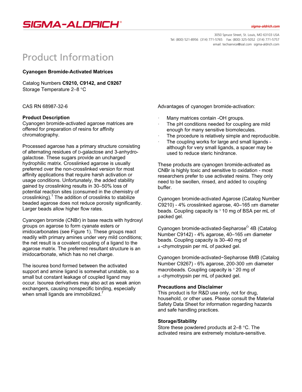 Cyanogen Bromide-Activated Matrices