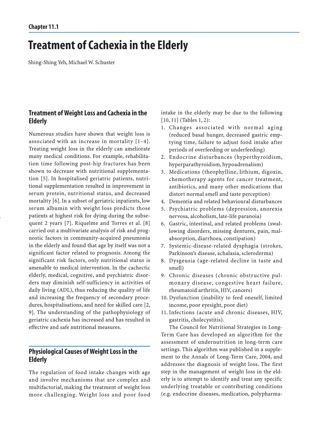 Treatment of Cachexia in the Elderly