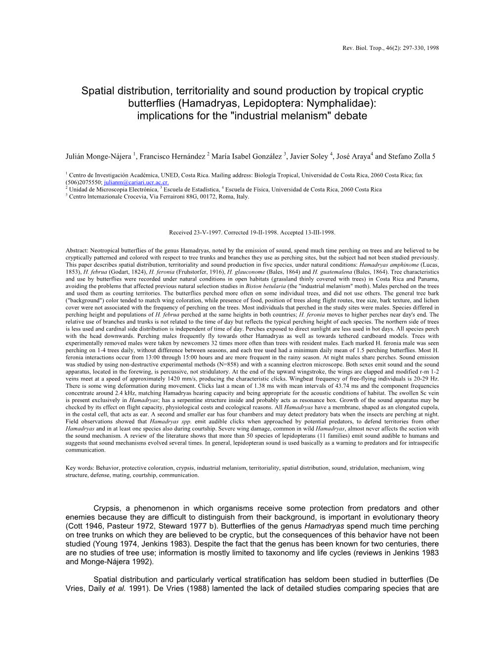 Hamadryas, Lepidoptera: Nymphalidae): Implications for the 