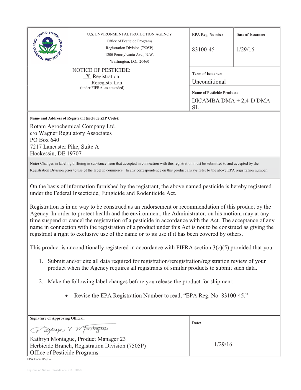 US EPA, Pesticide Product Label, Dicamba DMA + 2,4-D DMA SL,01